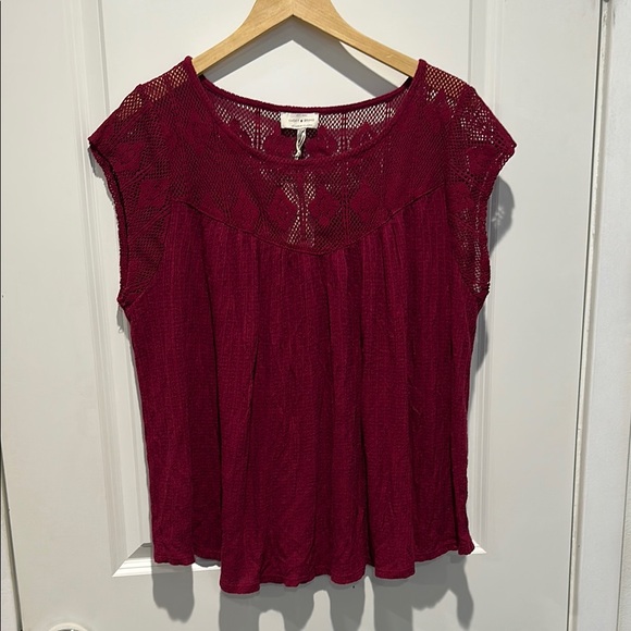 Lucky Brand Tops - Elegant Burgundy Lace Women's Top